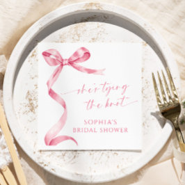 Servilleta De Papel Ducha de novia con lazo rosa, se está casando