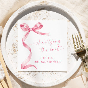 Servilleta De Papel Ducha de novia con lazo rosa, se está casando