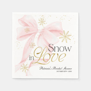 Servilleta De Papel Ducha de Novia con Lazo Rosa y Copo de Nieve Snow
