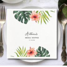 Ducha de Novia con Palma Monstera Tropical