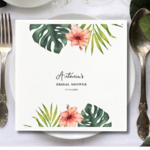 Servilleta De Papel Ducha de Novia con Palma Monstera Tropical
