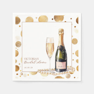 Servilleta De Papel Ducha de Novia con Perlas Brillantes Doradas y Pro