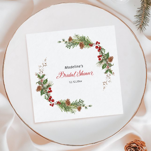 Servilleta De Papel Ducha de Novia con Vegetación de Navidad (Subido por el creador)
