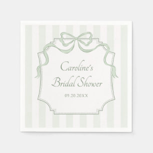 Servilleta De Papel Ducha de Novia Coquette con Lazo Verde Salvia