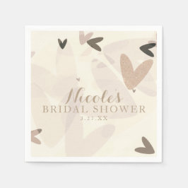 Servilleta De Papel Ducha de Novia Corazones Rosa y Beige Fiesta Chic