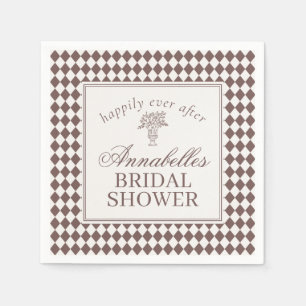 Servilleta De Papel Ducha de Novia Cuadrada de Arlequín Marrón Mocha