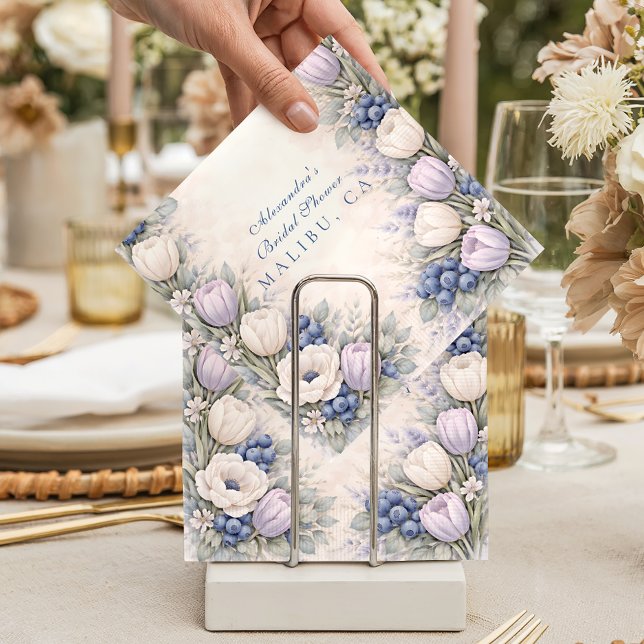 Servilleta De Papel Ducha de Novia de Botánicos de Arándano Azul Suave (Subido por el creador)