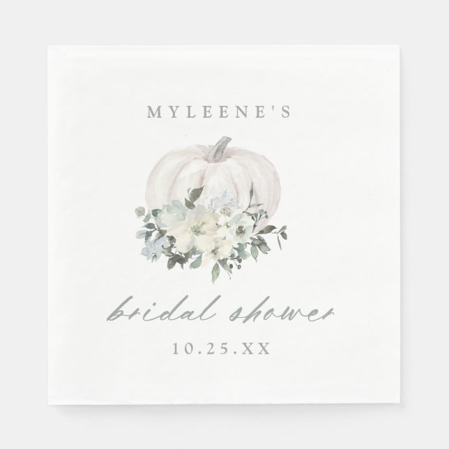 Servilleta De Papel Ducha de novia de calabaza blanca (Anverso)