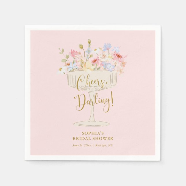 Servilleta De Papel Ducha de novia de champagne rosa (Anverso)