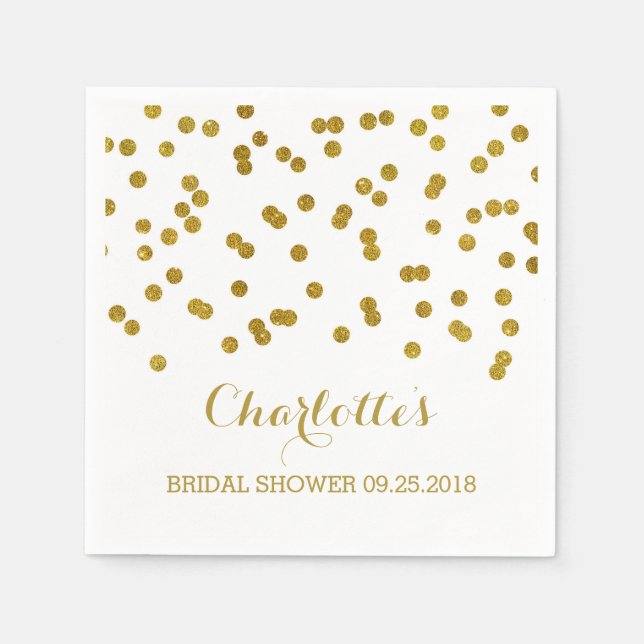 Servilleta De Papel Ducha de novia de Confetti Gold (Anverso)