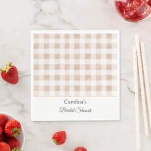 Servilleta De Papel Ducha de Novia de Cuadros Rosa Beige Crema