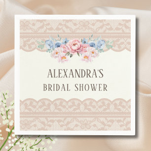 Servilleta De Papel Ducha de Novia de Encaje Floral Marfil Antiguo