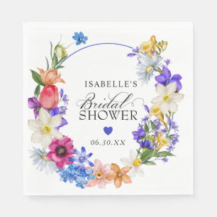 Servilleta De Papel Ducha de Novia de Flor Silvestre Azul Púrpura Rojo