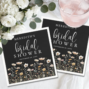 Servilleta De Papel Ducha de Novia de Flor Silvestre Negra