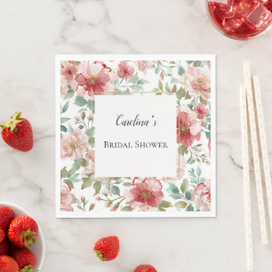 Servilleta De Papel Ducha de Novia de Flores Rojas Rosadas  
