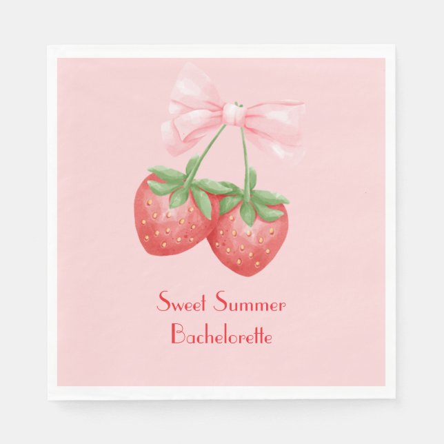 Servilleta De Papel ducha de novia de fresa rosa (Anverso)