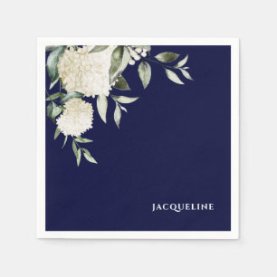 Servilleta De Papel Ducha de novia de Hydrangeas Blancas de la Marina