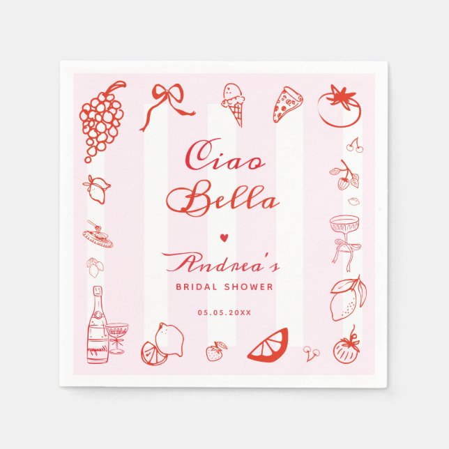 Servilleta De Papel Ducha de novia de limón de ciao bella de mano ital (Anverso)