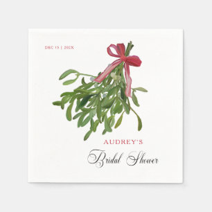 Servilleta De Papel Ducha de Novia de Navidad con Lazo Rojo de Muérdag