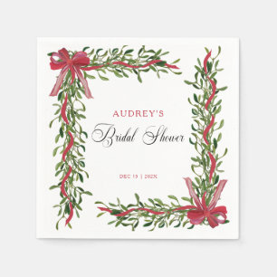 Servilleta De Papel Ducha de Novia de Navidad con Lazo Rojo de Muérdag