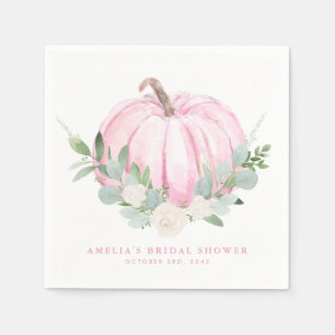 Servilleta De Papel Ducha de Novia de Otoño con Calabaza Rosa en Acuar