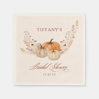 Servilleta De Papel Ducha de Novia de Otoño Floral con Calabaza y Lazo