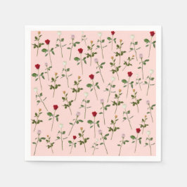 Servilleta De Papel Ducha de Novia de Rosas Rosadas Florales Lindas