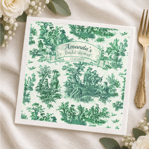 Servilleta De Papel ducha de novia de toile de jouy floral verde vinta