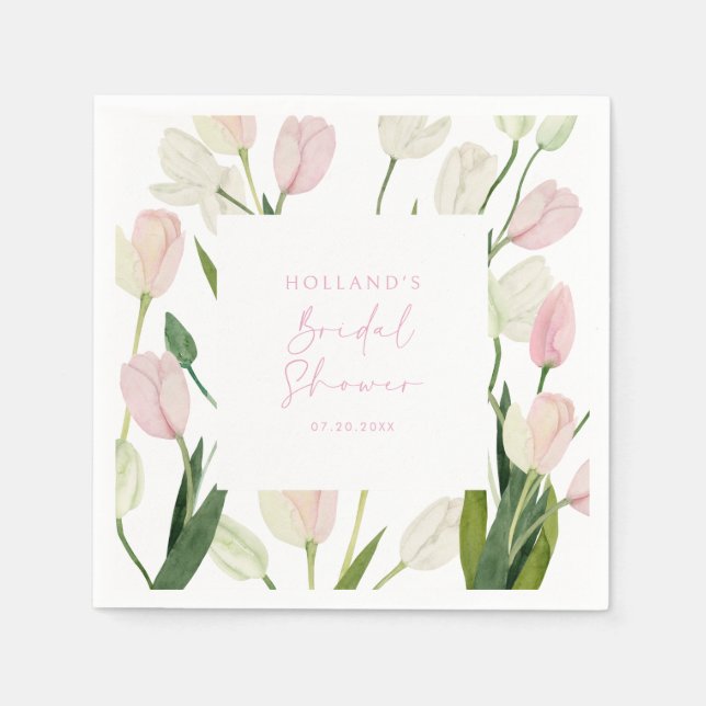 Servilleta De Papel Ducha de Novia de Tulipán Rosa Suave (Anverso)