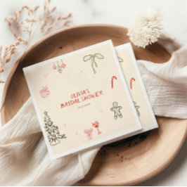 Servilleta De Papel Ducha de Novia Dibujada a Mano de Navidad