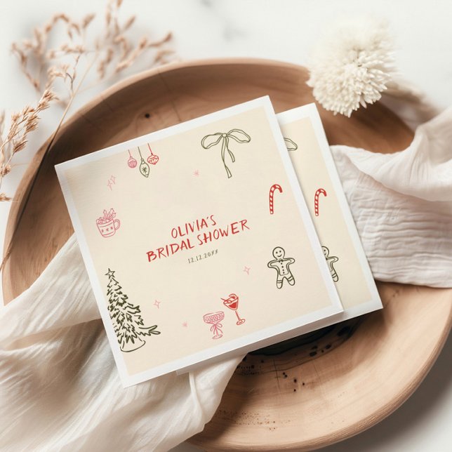 Servilleta De Papel Ducha de Novia Dibujada a Mano de Navidad (Subido por el creador)