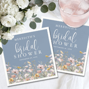 Servilleta De Papel Ducha de Novia Dusty Blue Flor Silvestre