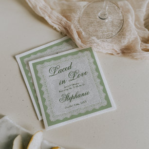 Servilleta De Papel Ducha de Novia Encaje en Amor Verde Salvia Doily