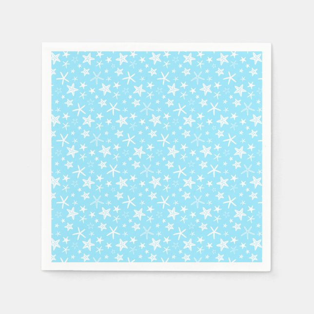 Servilleta De Papel Ducha de Novia Estrella de Mar Azul Blanca (Anverso)