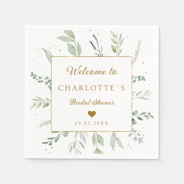 Servilleta De Papel Ducha de novia eucalipto moderna y elegante (Anverso)