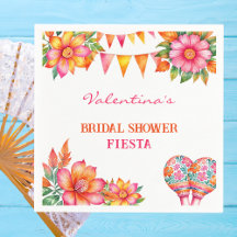 Ducha de Novia Fiesta Mexicana Floral Naranja Rosa