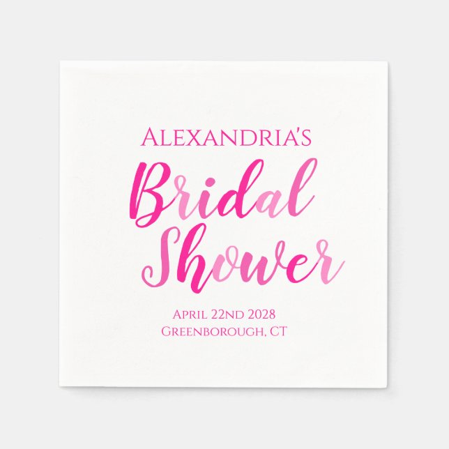 Servilleta De Papel Ducha de novia Fiesta moderno rosa caliente (Anverso)