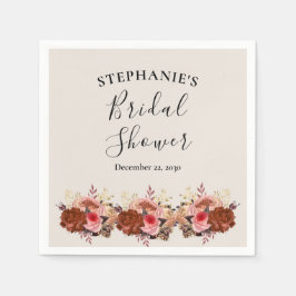 Servilleta De Papel Ducha de Novia Floral Acuarela Moderna
