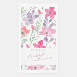Servilleta De Papel Ducha de Novia Floral Acuarela Rosa Purpura Person