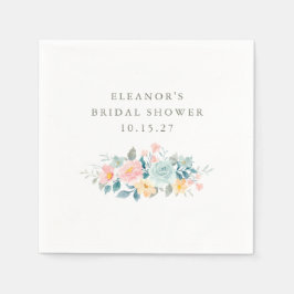 Servilleta De Papel Ducha de Novia Floral Acuarela Rosa Turquesa Perso