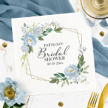 Servilleta De Papel Ducha de novia floral azul con polvo geométrico<br><div class="desc">Toallas de ducha de novia con flores azules geométricas</div>