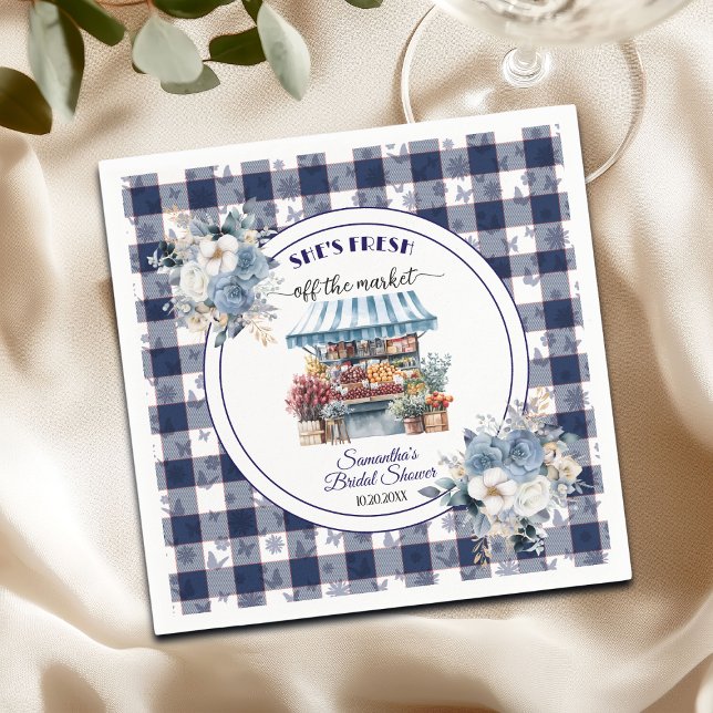 Servilleta De Papel Ducha de Novia Floral Blue Gingham Fuera del Merca (Subido por el creador)