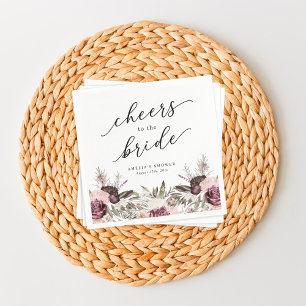 Servilleta De Papel Ducha de Novia Floral Boho Borgoña
