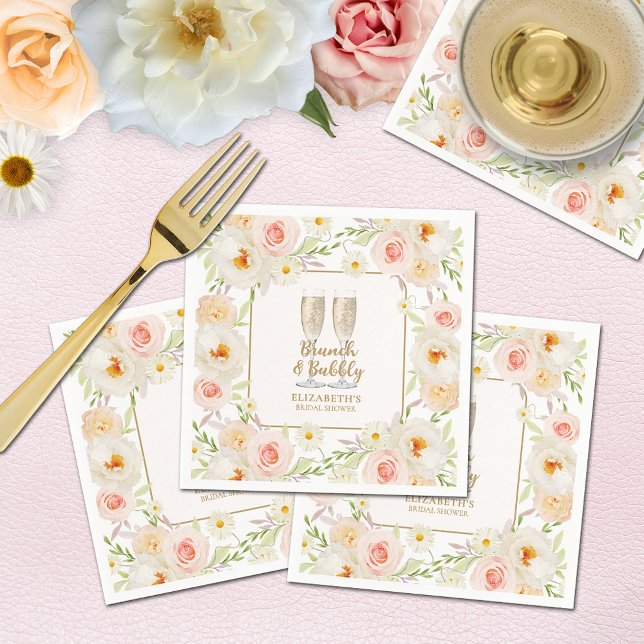 Servilleta De Papel Ducha de novia floral Brunch & Bubbly Garden (Brunch & Bubbly garden flowers bridal shower napkins)