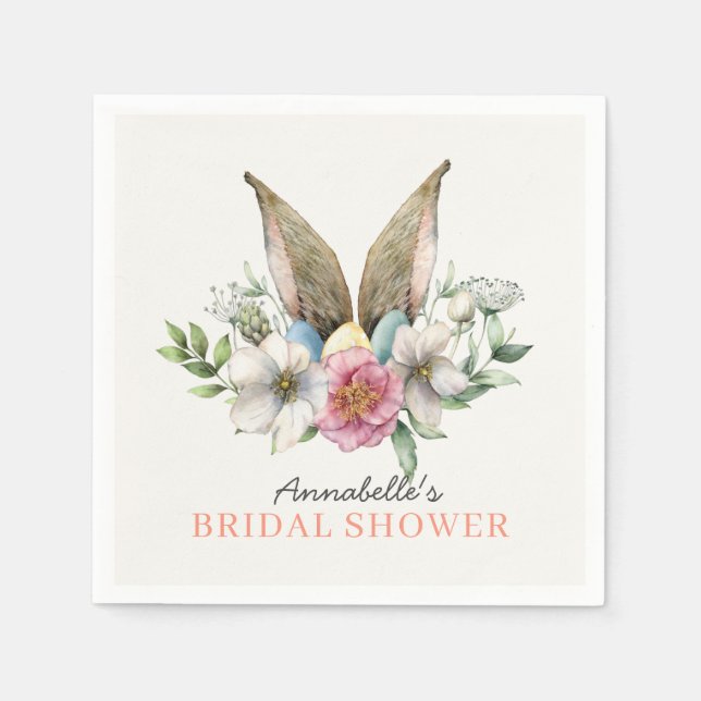 Servilleta De Papel Ducha de Novia Floral Bunny Ear (Anverso)