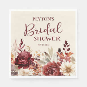 Servilleta De Papel Ducha de novia floral de crema de borgoña