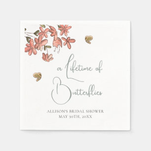 Servilleta De Papel Ducha de Novia Floral de Toda una Vida de Mariposa