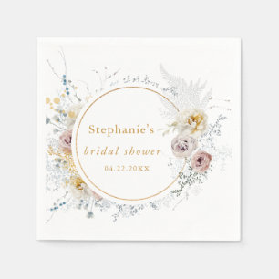 Servilleta De Papel Ducha de Novia Floral Dorada