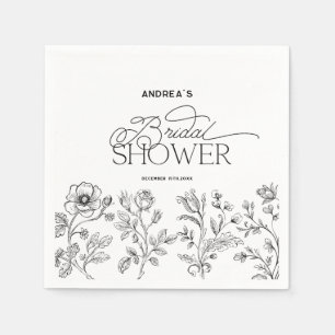 Servilleta De Papel Ducha de Novia Floral Elegante Moderno Dibujado a 