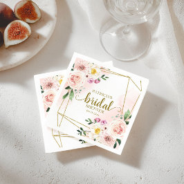 Servilleta De Papel Ducha de Novia Floral Geométrico Rosado